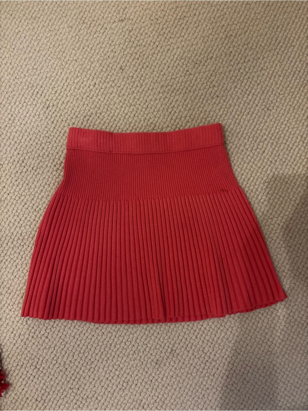 aerie Coral-Red Pleated Knit Mini Skirt